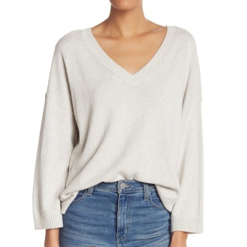 Madewell Lightweight Double-V Pullover Sweater, Gray L